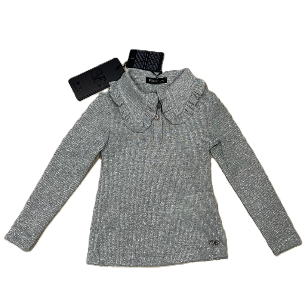 T-Shirt con Colletto Fun&Fun - Effetto Luccicoso