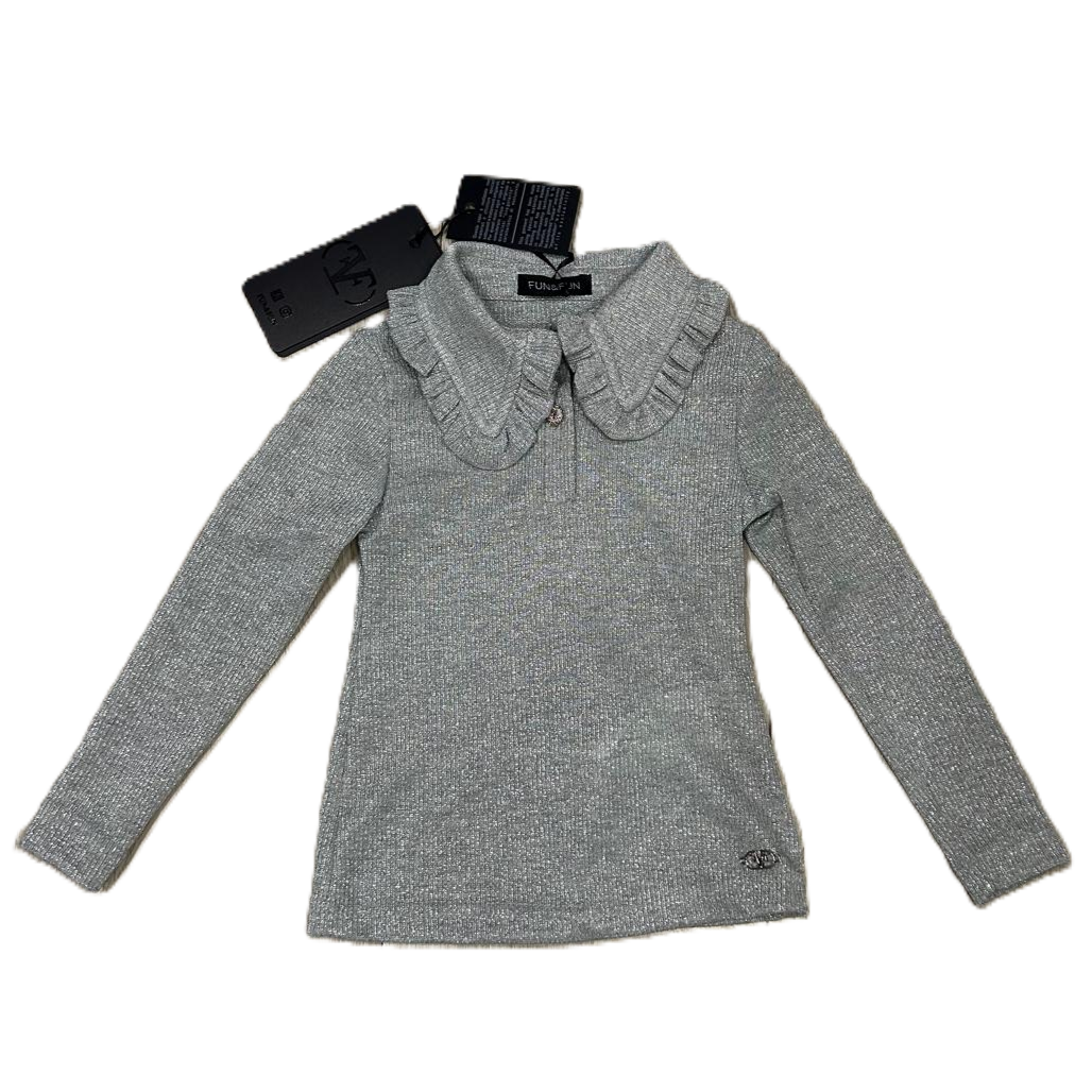 T-Shirt con Colletto Fun&Fun - Effetto Luccicoso